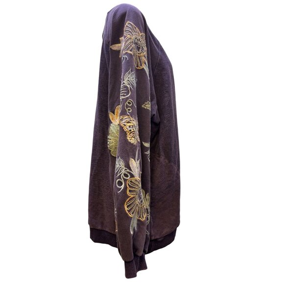 NWT Blue Velvet Embroidered Floral Sweatshirt Purple XL - Picture 3 of 6